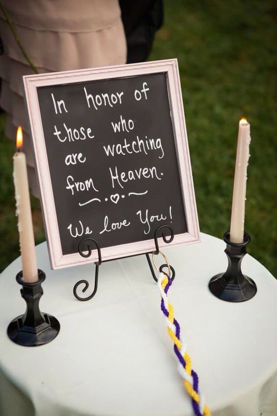Unique wedding memorial ideas. Just because your deceased loved ones cant be with you on your wedding day, doesnt mean they cant be remembered.