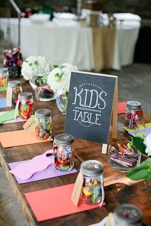 Kids table! Looks so colorful and cute! Love to have this for the wedding!